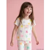 LCW Kids Beyaz Bisiklet Yaka Desenli Kız Çocuk Tişört