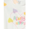 LCW Kids Beyaz Bisiklet Yaka Desenli Kız Çocuk Tişört