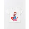 LCW Kids Beyaz Bisiklet Yaka Baskılı Kısa Kollu Kız Bebek Tişört
