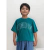 LCW Kids Yeşil Bisiklet Yaka Baskılı Kısa Kollu Erkek Çocuk Tişört
