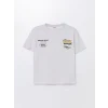 LCW Kids Gri Oversize Bisiklet Yaka Erkek Çocuk Tişört
