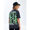 LCW Kids Antrasit Oversize Bisiklet Yaka Erkek Çocuk Tişört