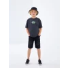 LCW Kids Antrasit Oversize Bisiklet Yaka Erkek Çocuk Tişört