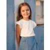 LCW Kids Beyaz Bisiklet Yaka Kız Çocuk Tişört