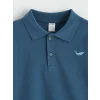LC WAIKIKI İndigo Polo Yaka Nakışlı Erkek Çocuk Tişört