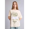 Defacto H5903AXER103 Ekru SmıleyWorld Oversıze Bisiklet Yaka Baskılı Kısa Kollu Tişört