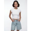 LCW Vision Beyaz Bisiklet Yaka Kadın Crop