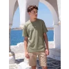 LCW Kids Gri Bisiklet Yaka Nakışlı Erkek Çocuk Tişört