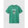 LCW Kids Yeşil Bisiklet Yaka Dragon Ball Baskılı Erkek Çocuk Tişört