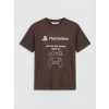 LCW Kids Kahverengi PlayStation Baskılı Erkek Çocuk Tişört