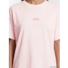 LCW Vision Pembe Bisiklet Yaka Baskılı Oversize Kadın Tişört