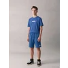 LCW Kids Mavi Bisiklet Yaka Slogan Baskılı Erkek Çocuk Tişört