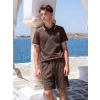 LCW Kids Kahverengi Polo Yaka Dokulu Erkek Çocuk Tişört
