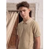 LCW Kids Bej Polo Yaka Dokulu Erkek Çocuk Tişört