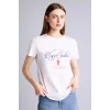 Defacto H8703AXWT34 Beyaz Regular Fıt Bisiklet Yaka Slogan Baskılı Penye Kısa Kollu Tişört