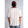 Defacto G4269AXER105 Ekru Loose Fıt Slogan Baskılı Polo Tişört