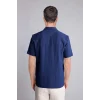Defacto E1223AXNV241 Lacivert Regular Fıt Polo Yaka Krinkıl Kısa Kollu Gömlek