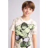 Defacto E0344A8ER188 Ekru Marvel Comıcs Regular Fıt 2li Pijama Takımı Erkek Çocuk
