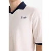 Defacto F8352AXER105 Ekru Dokulu Boxy Fıt Polo Tişört