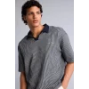 Defacto F8351AXNV253 Lacivert Dokulu Boxy Fit Polo Tişört