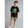 Defacto H3512A8BK81 Siyah Minecraft Oversıze Bisiklet Yaka Kısa Kollu Tişört Erkek Çocuk
