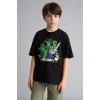 Defacto H3512A8BK81 Siyah Minecraft Oversıze Bisiklet Yaka Kısa Kollu Tişört Erkek Çocuk