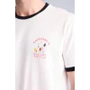 Defacto H8534AXER105 Ekru Snoopy New Regular Fıt Kısa Kollu 2li Takım