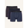 Defacto G9292AXNV105 Lacivert Regular Fıt Çizgili 3lü Boxer