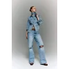 Defacto H1729AXNM28 Mavi Geniş Cepli Jean Ceket