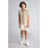 Defacto C2955A8ER37 Ekru Gabardin Şort Erkek Çocuk