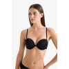 Defacto T8481AZBK81 Siyah Micro Kaplı Yarım Dolgulu Balenli Straplez Sütyen