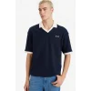 Defacto F8352AXNV64 Lacivert Dokulu Boxy Fit Polo Tişört