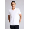 Defacto D9779AXWT34 Beyaz Slım Fıt Sporcu Pike Polo Tişört