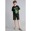 Defacto H0371A8BK81 Siyah Minecraft Regular Fıt 2li Pijama Takımı Erkek Çocuk