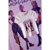 Defacto H0766AXWT32 Beyaz Kpop - Demon Hunters Fıtted Ribana Tişört