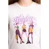 Defacto H0766AXWT32 Beyaz Kpop - Demon Hunters Fıtted Ribana Tişört