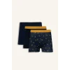 Defacto G8597AXNV135 Lacivert Regular Fıt Meyve Desenli 3lü Boxer Set