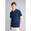 Defacto E1207AXNV64 Lacivert Regular Fıt Krinkıl Kısa Kollu Polo Tişört