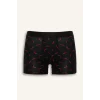 Defacto G9379AXBK81 Siyah Regular Fıt Sebze Baskılı 3lü Boxer