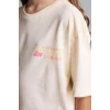 Defacto G1793A8ER98 Ekru Oversıze Bisiklet Yaka Floral Kısa Kollu Tişört Kız Çocuk