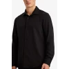 Defacto F9886AXBK27 Siyah Modern Fıt Polo Yaka Uzun Kollu Gömlek