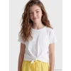 LCW Kids Beyaz Bisiklet Yaka Kız Çocuk Tişört