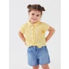 LCW baby Sarı Kısa Kollu Ekose Kız Bebek Gömlek
