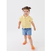 LCW baby Sarı Kısa Kollu Ekose Kız Bebek Gömlek