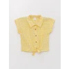 LCW baby Sarı Kısa Kollu Ekose Kız Bebek Gömlek