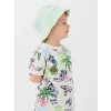 LCW baby Ekru Bisiklet Yaka Kısa Kollu Nostaljik Maymun Baskılı Erkek Bebek Tişört