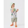 LCW baby Ekru Bisiklet Yaka Kısa Kollu Nostaljik Maymun Baskılı Erkek Bebek Tişört