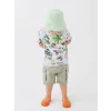 LCW baby Ekru Bisiklet Yaka Kısa Kollu Nostaljik Maymun Baskılı Erkek Bebek Tişört