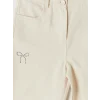 LCW Kids Ekru Kız Çocuk Taş İşlemeli Gabardin Pantolon
