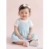 LCW baby Mavi Kalp Desenli Kız Bebek Gabardin Elbise ve Tişört